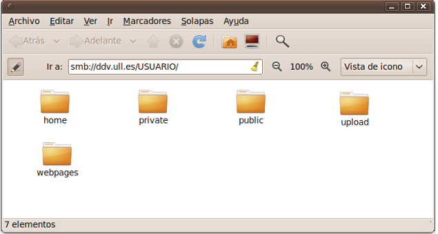 Explorador de ficheros accediendo al disco en red.